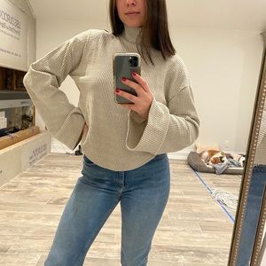 Gray and white striped top